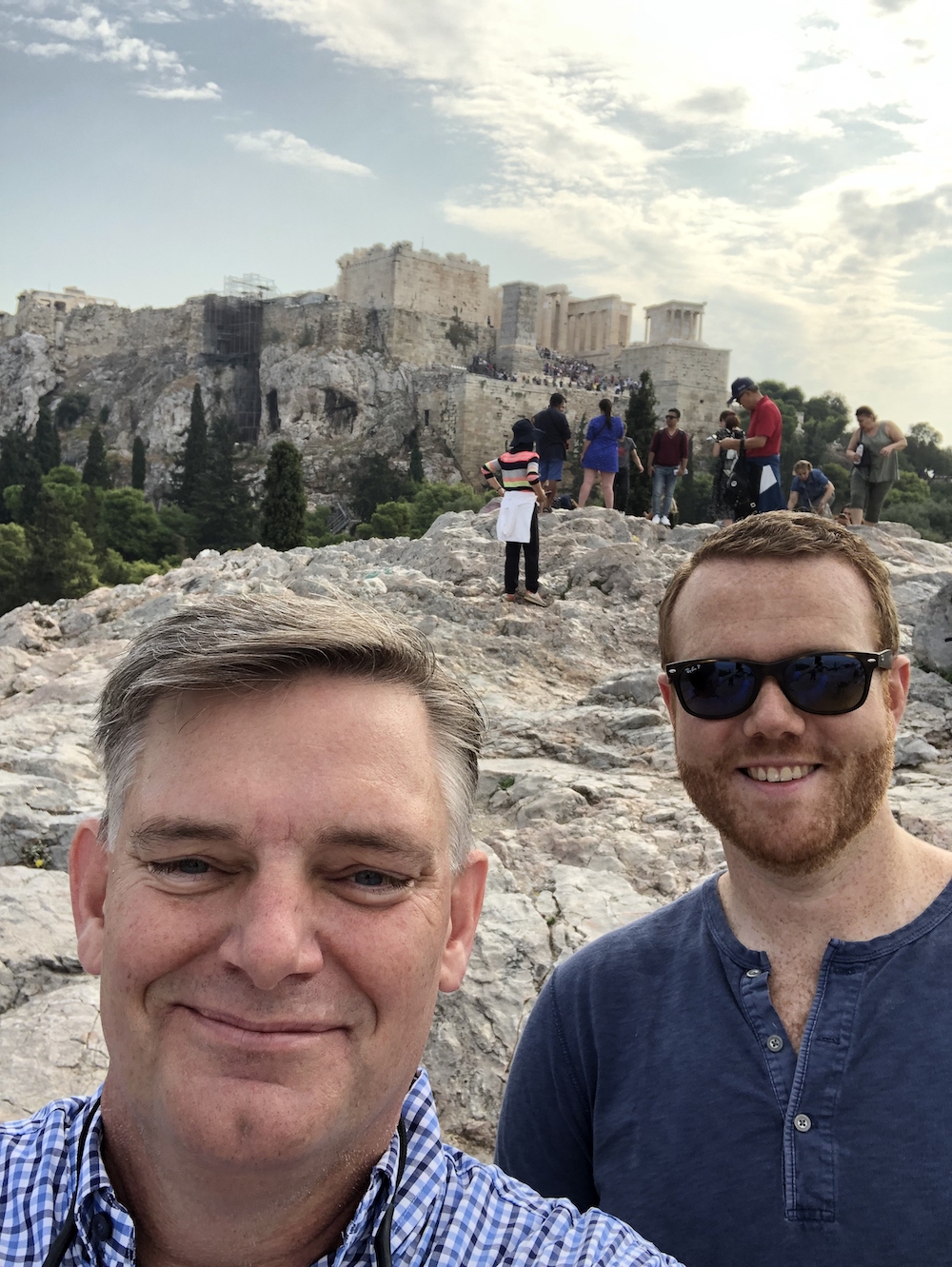 Dr. Boysen and Dr. Peterson checking out the Greek ruins, Athens