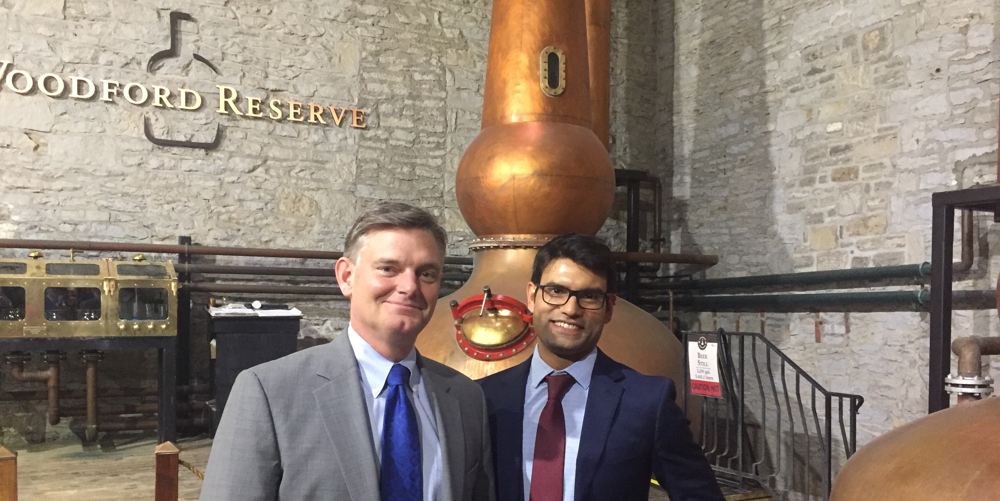 Dr. Peterson and Dr. Gupta at the Woodford Reserve for an invited lecture