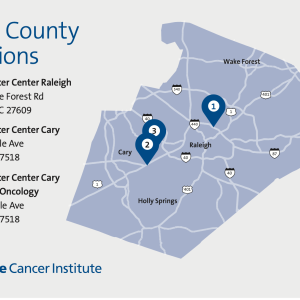 Map of Raleigh, NC, with locations noted